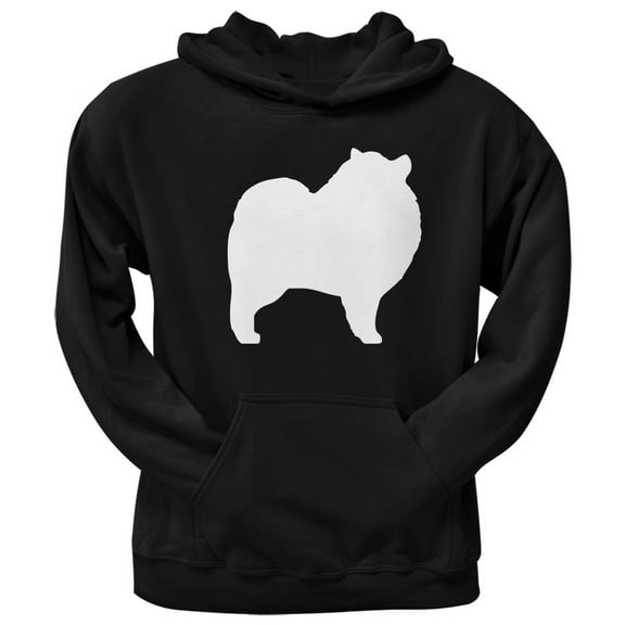 Keeshond Silhouette Black Adult Hoodie