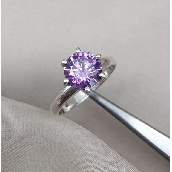 natural amethyst ring purple gemstone promise ring cushion cut February birthstone ring silver ring