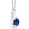 thumbnail image 2 of Gem Stone King 10K White Gold Blue Created Sapphire Pendant Necklace for Women (1.00 Cttw, Gemstone September Birthstone, Round 6MM, With 18 inch Chain), 2 of 5