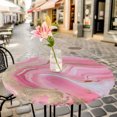 thumbnail image 6 of Pink Marble Round Tablecloth for 45-54 Inch Tables, Fitted Table Cover with Elastic Edge, Modern Abstract Luxury Golden Artwork Waterproof Outdoor Table Cloth Protector for Patio Garden Dinner Picnic, 6 of 9