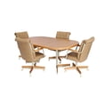 thumbnail image 5 of Furnish Theory  Caster Chair Company Alona 5-Piece 42x[54/72] Caster Dining Set Wood Edge Laminate Table Top & Buff Polyurethane Rolling Swivel Tilt Chairs, 5 of 16