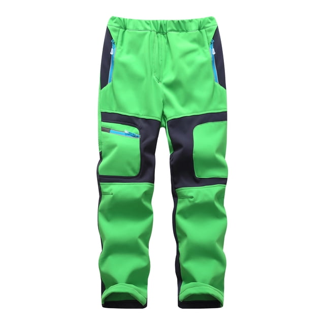 Penkiiy Enfants Garçons Filles Jeunes Pantalon de Randonnée Imperméable Ski Neige Taille Élastique Pantalon Chaud Isolé Vert Liquidation pour 5-6 Ans
