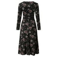 thumbnail image 4 of IDALL Floral Dress,Long Sleeve Dress Women Floral Beach Dress Long Sleeve Casual Party Vintage Boho Dress Petite Dresses,Womens Dresses,Casual Dresses for Women Black Dress L, 4 of 8