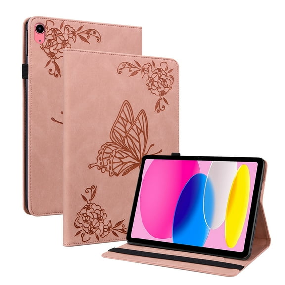 Allytechgroup Exquisite Butterfly Embossed Tablet Case for iPad Air 11 2024, Shockproof iPad Air 11 inch Case Cover, with Pencil Holder and Multi-Angle Stand Case for iPad Air 11,Pink