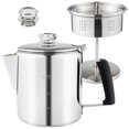 thumbnail image 1 of APOXCON Cafetera multiusos con perilla de vidrio de borosilicato resistente al calor y mango de sílice antillama Cafetera de acero inoxidable para usar en cualquier estufa de inducción Estufa de fogat, 1 of 5