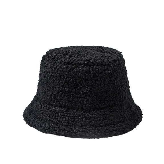 Bucket Hat Winter Plush Fuzzy Hat Shearling Sherpa Fisherman Cap for Women Teddy Style Vintage Wool Bucket Hat