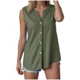 thumbnail image 2 of Tank Tops for Women V Neck Button Stand Collar Sleeveless Shirt Business Casual Work Shirts Summer Outfits, 2 of 6