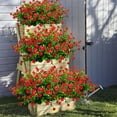 thumbnail image 7 of 12 Bundles Artificial Flowers Outdoors, UV Resistant Flower for Indoors, Flowers in Bulk Silk Flowers for Home Wedding Garden Porch Window Box Decoration (Red-Eucalyptus), 7 of 7