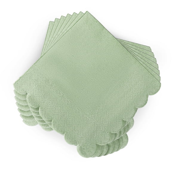 MyMealivos 20Pcs Napkins Scalloped Edged Dessert Cocktail Napkins Folded 5 x 5 Inches Disposable Napkins for Dinner Wedding Birthday Party-Green