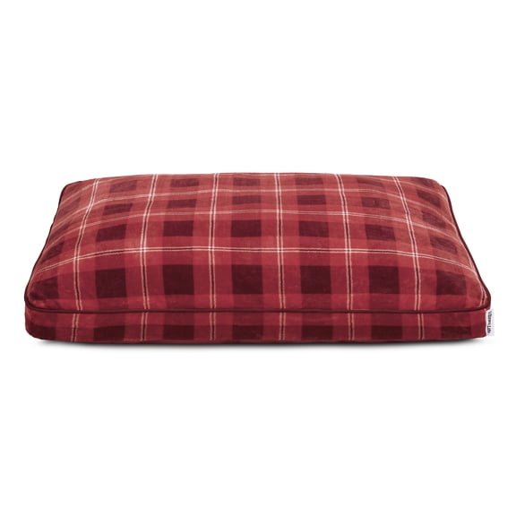 Vibrant Life Large Deluxe Gusset Pillow Pet Bed, 42" x 32", Fireside Plaid