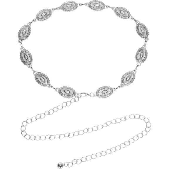 Women--Oval-Concho Chain-Belt - Adjustable-Boho-Metal- Chain-Belt-Country-Cowgirls Belts for Dress Jeans