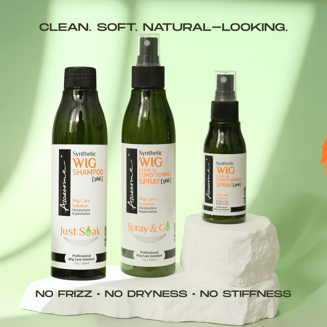 [1 Set of 2] Awesome® | Synthetic Wig Leave-in Conditioning Spray | [pH6] - Top Professional Wig Care Solution, Moisturizes & Replenishes Synthetic Wigs, Easy Combing, Coconut Oil, 7 Ounce