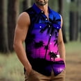 thumbnail image 6 of Erwazi Men's Hawaii Printed Lapel Button Down Vest Sleeveless Collared Beach Casual Summer Top with Chest Pocket, 6 of 6