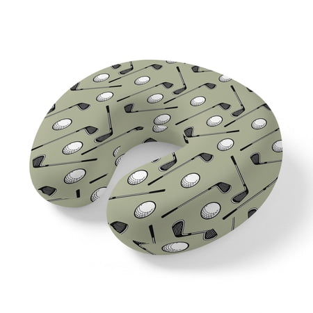 Neck Pillow Golf Ball Club Sage Green Travel Pillow Memory Foam U Shaped Pillows Sports Enthusiasts Travel Neck Pillows for Airplane Car Office Home Sleeping Rest