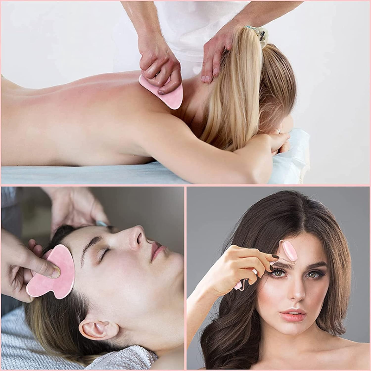 Rose Quartz Face Roller And Gua Sha Set Natural Jade Gouache Scraper Gua Sha Massage Quartz Roller Facial Lifting Massage Tool,type 16