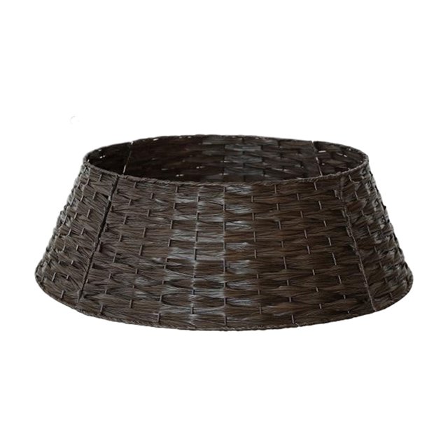 Langgg Base d'Arbre de Noël Naturellement Conçue Motifs Tissés Jacinthe d'Eau Facile Brun Foncé Trompette