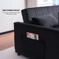 thumbnail image 5 of 3-in-1 Velvet Pull-Out Sleeper Sofa Bed with Armrests, Storage Pockets, and 2 Pillows, Adjustable Backrest, Convertible Sofa Couch for Living Room or Bedroom, Modern Design, Black, 5 of 9