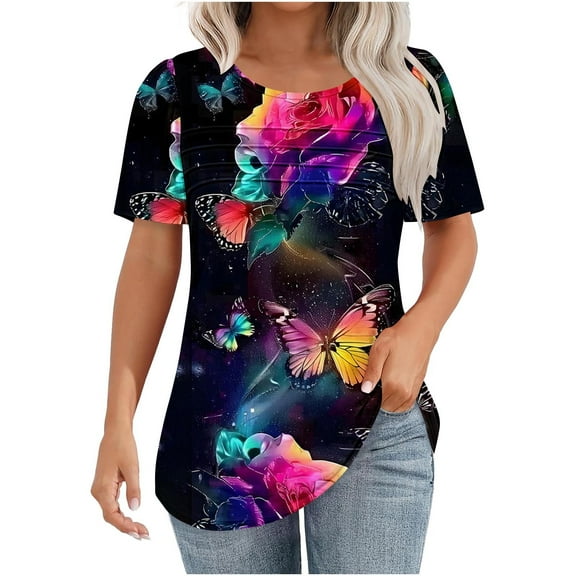 Work Out Shirts Gym Loose Crop Athletic Tops Women 3X Womens Summer Tops Casual Short Sleeve Tunic Tops for Women 2025
