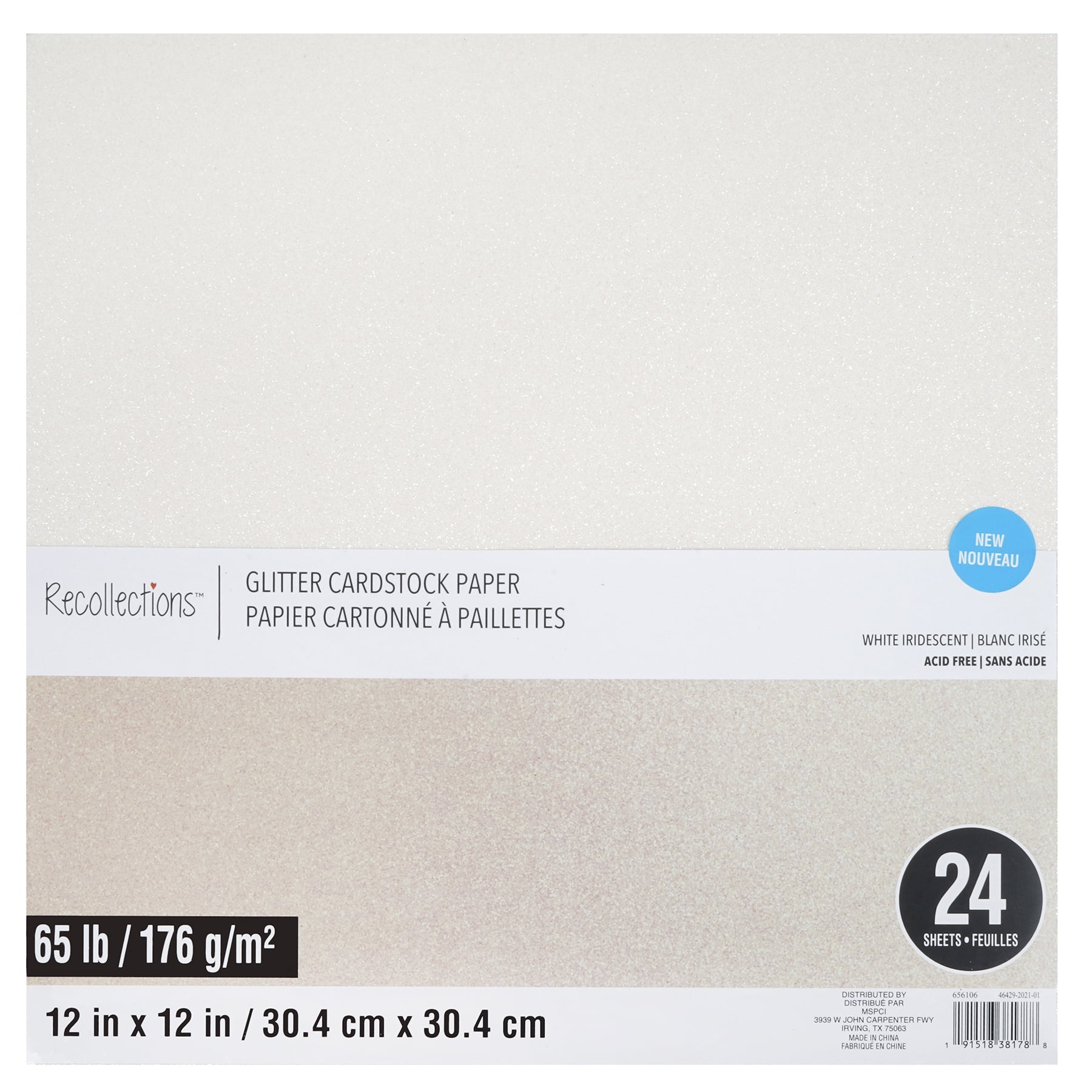 Recollections Glitter 12" x 12" Cardstock Paper, 6 Packs: 24 ct. (144 total)