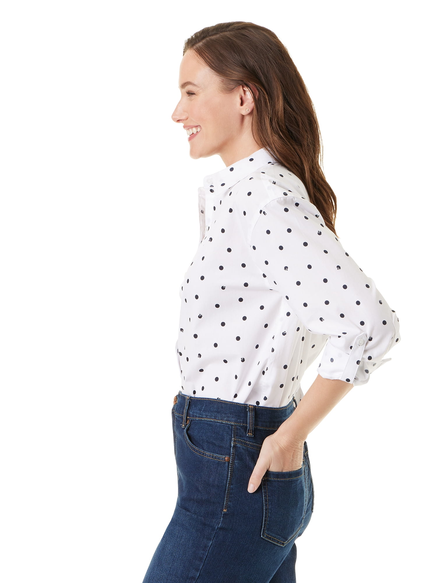 Gloria Vanderbilt Swan Series Women's Amanda Oversized Shirt, Sizes S-XXXL