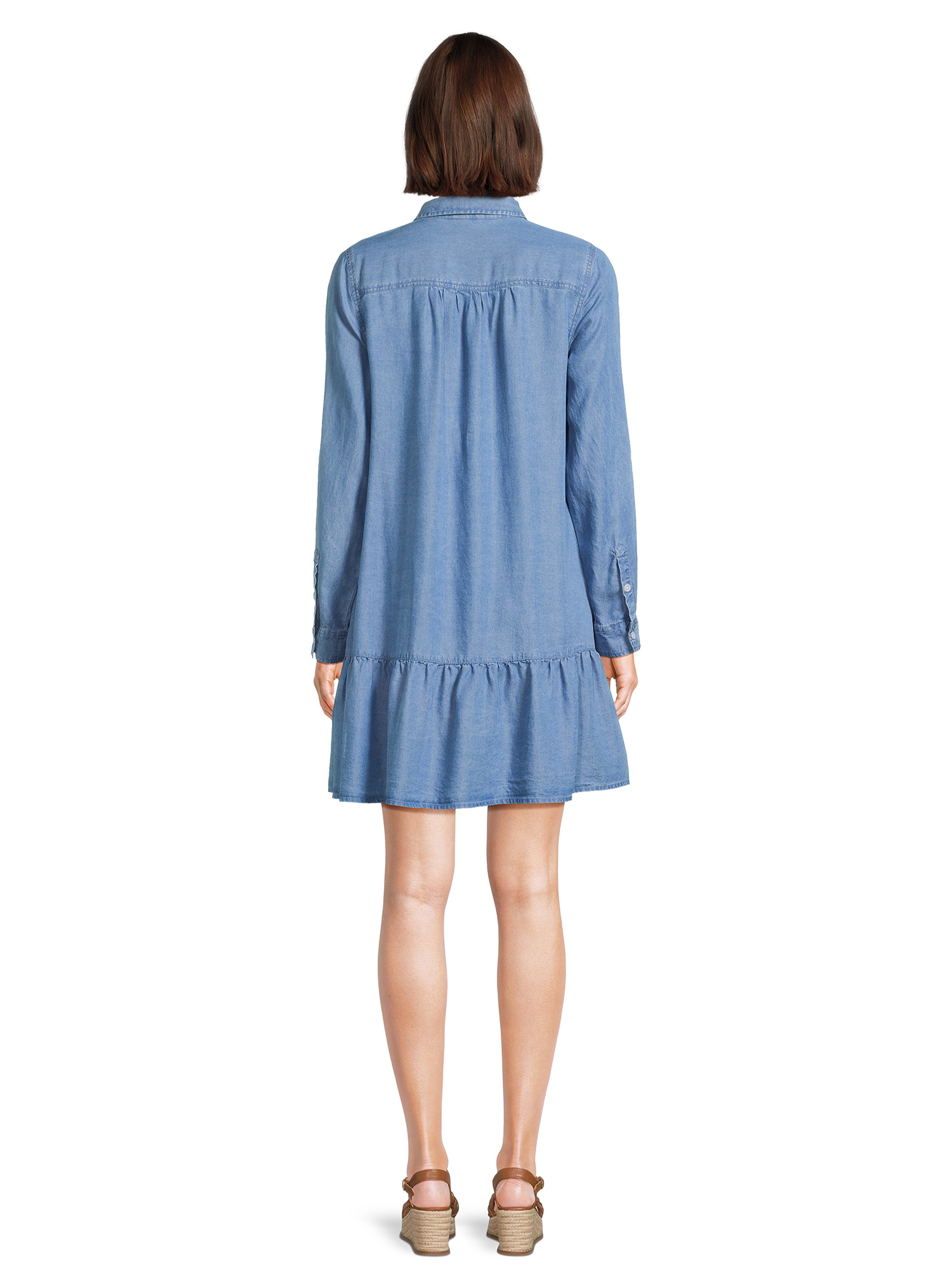 Time and Tru Women's Mini Shirt Dress with Long Sleeves, Sizes XS-3XL - image 2 of 5