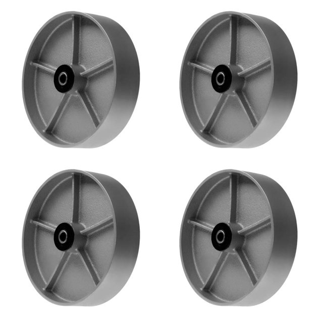 SY America Roue en Fonte d'Acier Robuste 8 Pouces 4 Pack avec Roulement à Roulettes et Bague en Acier Largeur Supplémentaire 2 Pouces Capacité Totale 5200 lbs (8 Pouces Lot de 4)
