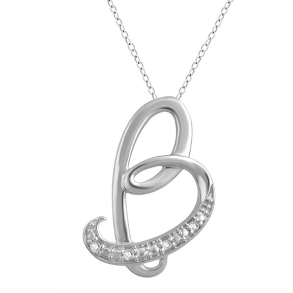 Diamond Accent Sterling Silver "B" Initial Pendant, 18" Chain