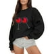 thumbnail image 1 of Gibobby Temperamento Pullover Top Sudadera con capucha de manga larga con cuello redondo y estampado de amor para el Día de San Valentín al libre para mujer 10 (Negro, XL), 1 of 4