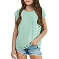 thumbnail image 2 of Girls T shirts Short Sleeve Crewneck Solid Color Tops Summer Relaxed Fit Casual Everyday Wear T-Shirts for Girls Size 7-8Y, 2 of 5