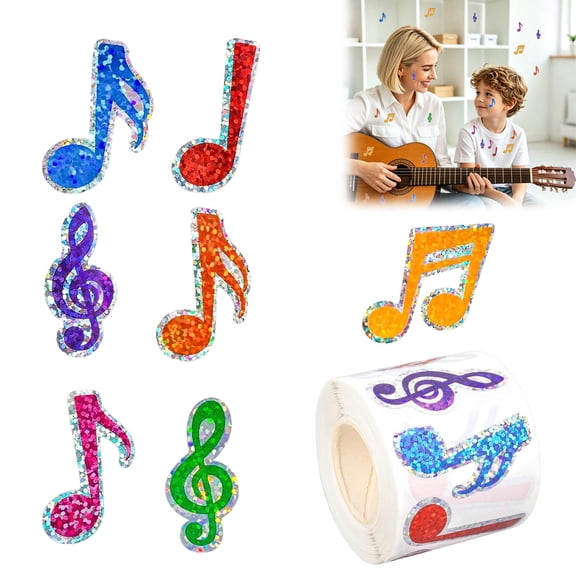 Clearance! Zguuel Music Note Stickers Roll, Self-Adhesive Decorative Music Symbol Stickers for Scrapbooking Journaling Classroom Party Craft DIY