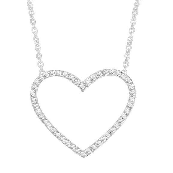 1/4 Carat Round Moissanite Heart Pendant Necklace for Women in 18K White Gold Plated Sterling Silver Lab Created Diamond (0.25ct, D Color VVS1 Clarity) Jewelry Gift For Her