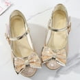 thumbnail image 7 of Low Heel Glitter Princess Shoes for Girls, Non-slip Mary Jane Dress Shoes with Bow and Charm Detail Gold 38, 7 of 7