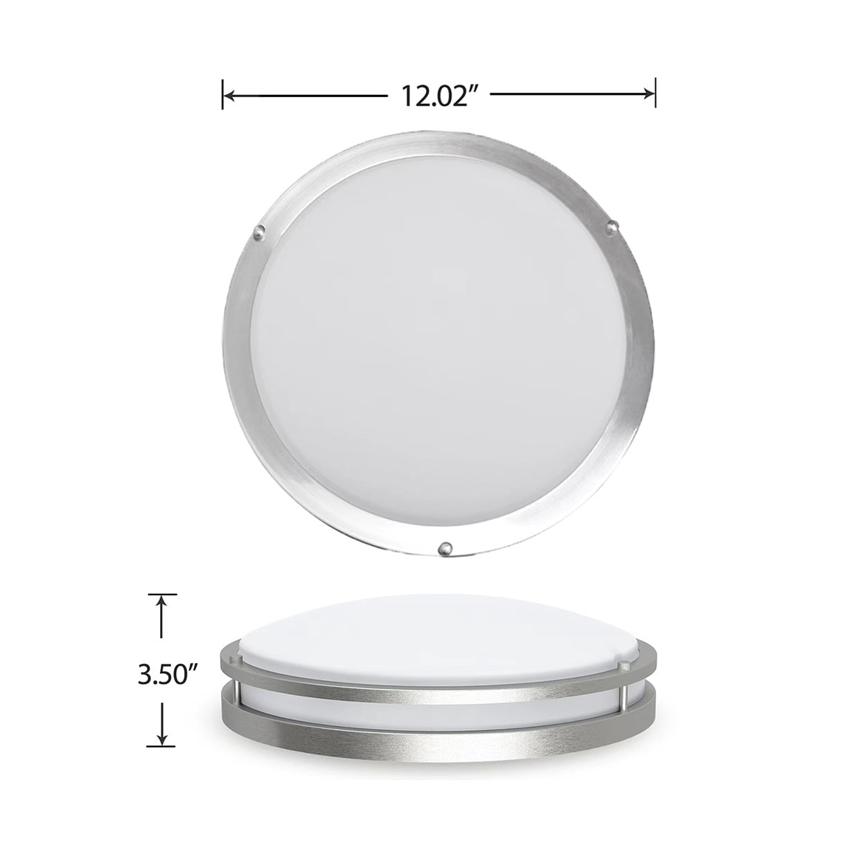 Energetic  12" LED Ceiling Light, Dimmable Modern Flush Mount, Brushed Nickel, 3CCT ENERGY STAR