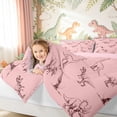 thumbnail image 3 of meiyoeat Blush Pink Dinosaur Line Art Twin Comforter Sets for Girls, Prehistoric Animal Bedding Set, Pink Reversible, 2pcs, 1 Comforter and 1 Pillowcase, 3 of 6