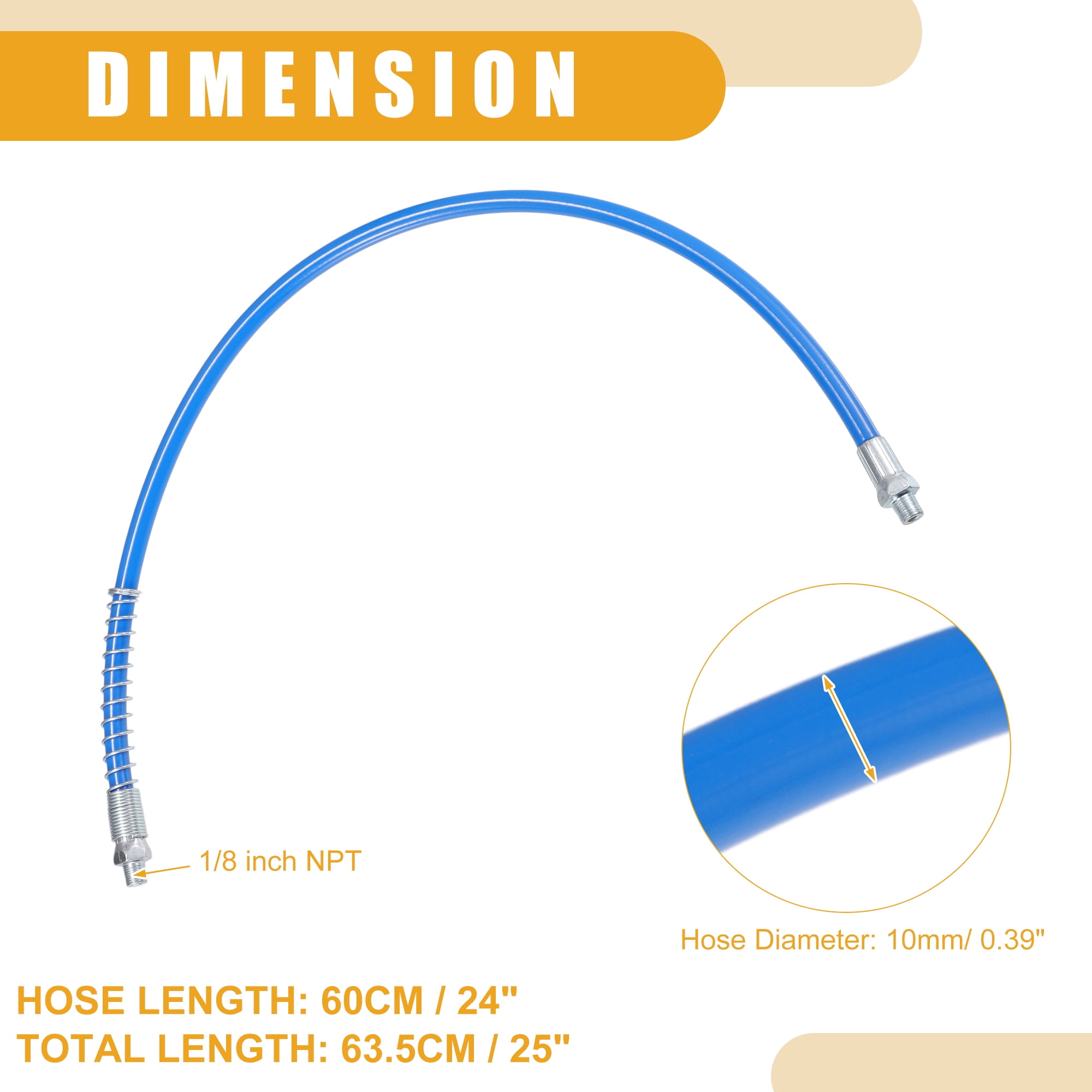 Unique Bargains Universal 1/8" NPT Grease Gun Flex Hose Blue 24 Inch