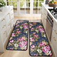 thumbnail image 4 of Kitchen Rugs Sets Of 2,Pioneer Flower Floral Print Pattern Anti Fatigue Kitchen Mat Rugs Non Slip Washable,Decorative Kitchen Floor Mats for Kitchen,Sink,Laundry,17"x47"+17"x47", 4 of 5
