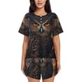thumbnail image 1 of Balery Classical Style Brown Owl Conjunto de Pijama para Mujer con Estampado, Dos Piezas de Manga Corta y Shorts, Ropa de Dormir Suave con Cuello Redondo y Bolsillos-Small, 1 of 6