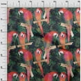 thumbnail image 3 of oneOone Viscose Jersey Red Fabric Parrot,Monstera Leaves & Floral Dress Material Fabric Print Fabric By The Yard 60 Inch Wide, 3 of 5