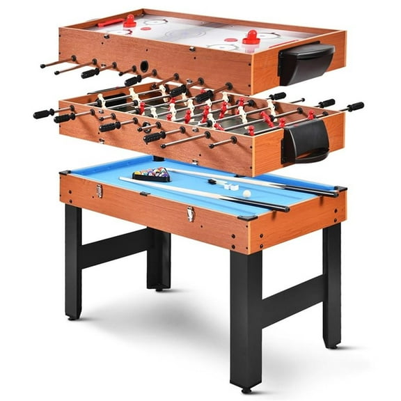 Pemberly Row 3-In-1 Multi Combo Game Table Soccer Billiards Hockey For Kids