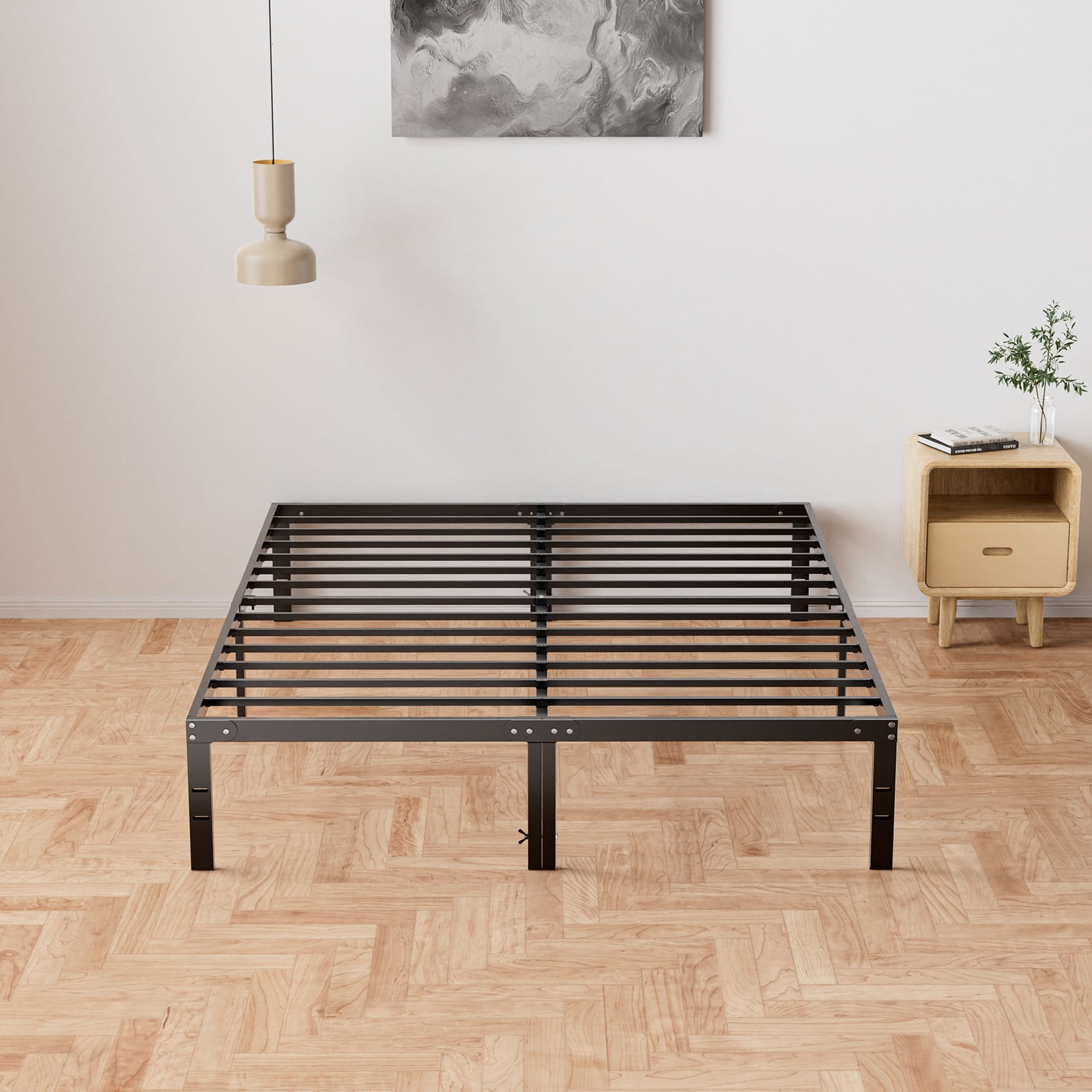 JIOABL Home 14-Inch Queen Elevated Steel Platform Bed Frame, Silent and Sturdy Support , Expanded Under-Bed Storage