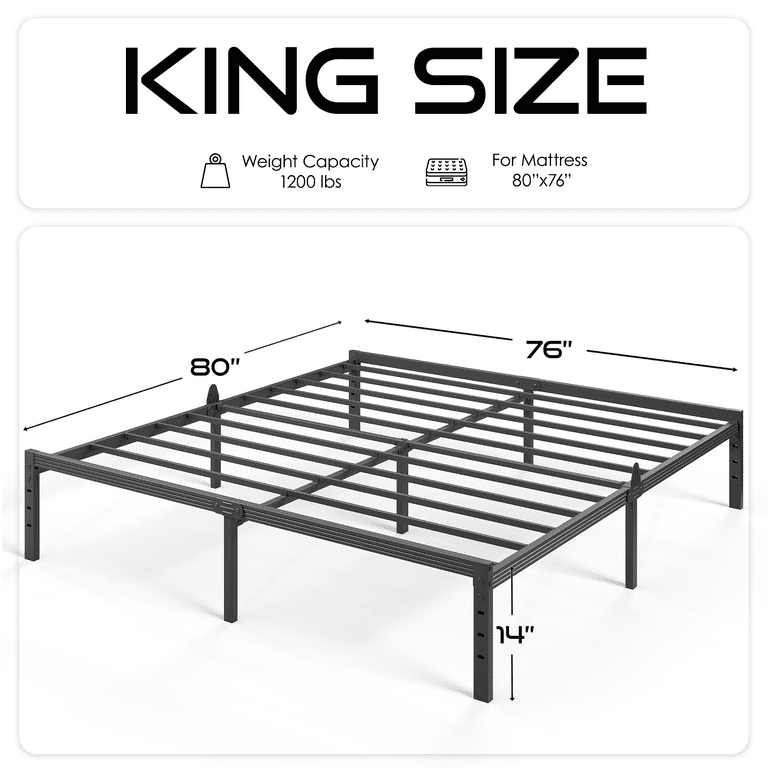 Auroral Zone 14-Inch King Metal Platform Bed, Heavy Duty photo 2