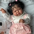 thumbnail image 3 of 19Inch Sleeping Baby Dark Skin pickle in Soft Cloth Body Lifelike Reborn Toddler Hand rooted Hair Baby Girl Doll  Baby, 3 of 6
