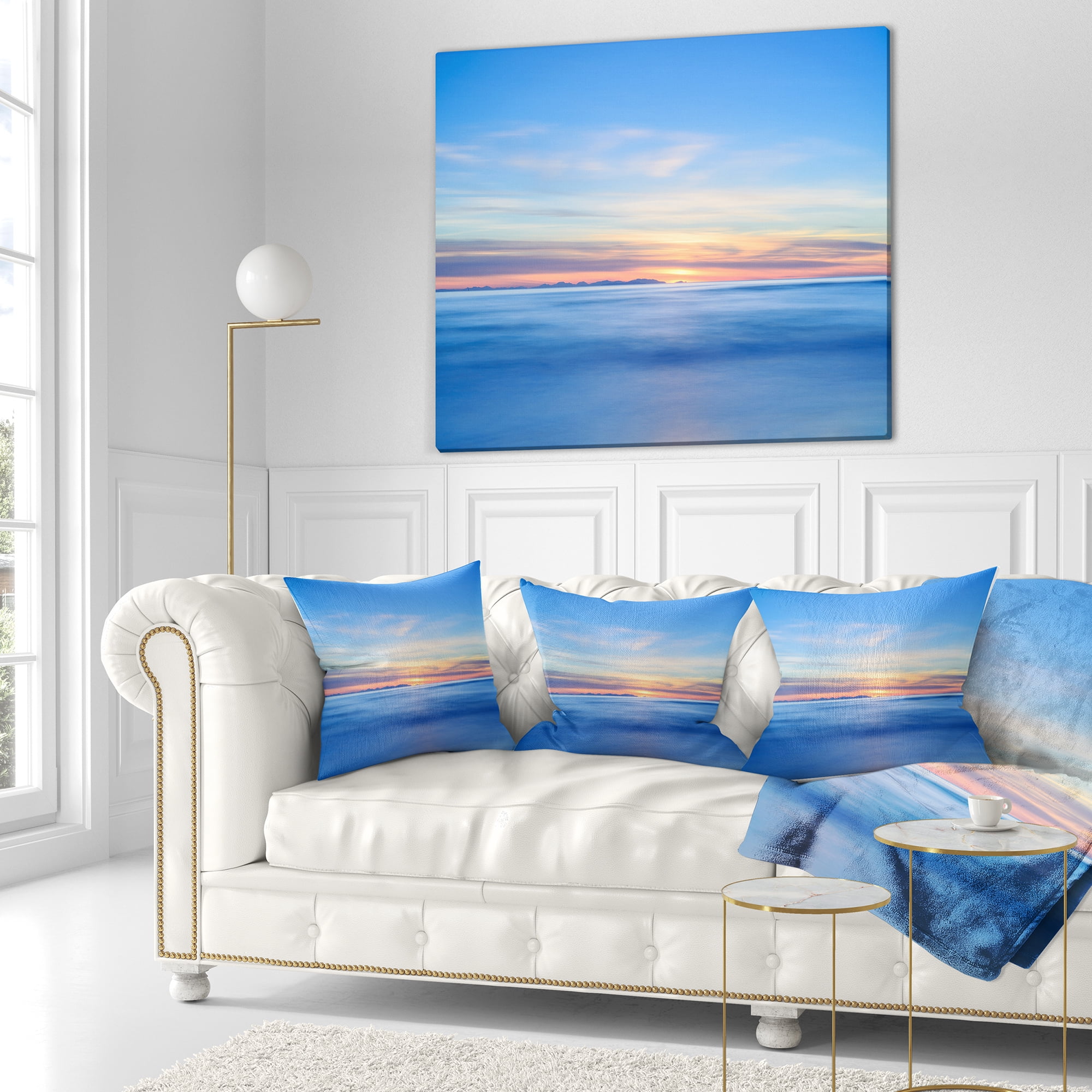 Designart Corsica Island Sunset View Italy - Seashore Throw Pillow - 18x18