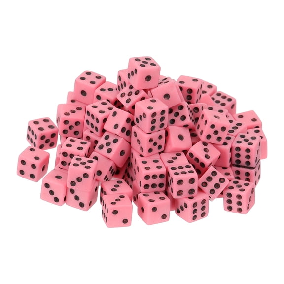 100Pack Mini Dice, 8mm/0.31" Acrylic Tiny Six Side Game Dot Square Dice Bulk for Table Board Game Party Activities, Pink/Black