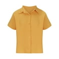 thumbnail image 1 of cfhntfmh Womens Buttons down Shirts Casual Short Sleeve Work Blouses Soft V Neck Collared Solid Summer Tops, 1 of 7
