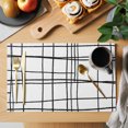 thumbnail image 2 of Black Striped Placemats Set of 6 Navy Indigo Contemporary Minimalist Art Place Mats Indoor Wipeable Table Mats Washable Cloth Dining Table Placemats for Kitchen Holiday Party Home Decor 13x19 Inch, 2 of 9
