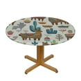 thumbnail image 3 of JEUXUS Alpaca and Cactus Pattern Round Tablecloth with Elastic Edge Waterproof Table Cover for Dinner Outdoor Picnic, 3 of 7