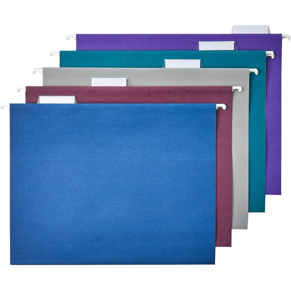 Hanging File Folders, Sturdy, Letter Size, 25-Pack, Assorted Jewel-tone Colors