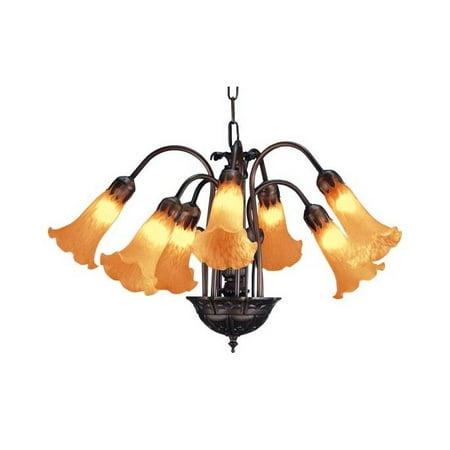 

7 Lt Hanging Lily Amber Ceiling Fixture