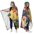 thumbnail image 2 of Colorful Cartoon Rooster Wearable Blanket Hoodies for Women Men Adults Soft Cozy Funny Big Googly Eyes Chicken Hooded Blankets for Travel Sofa Decor Birthday Gifts 50x60 Inch, 2 of 5